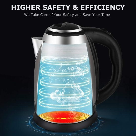 Electric Kettle - stainless steel body - automatic instant heating - 2.0 Liter