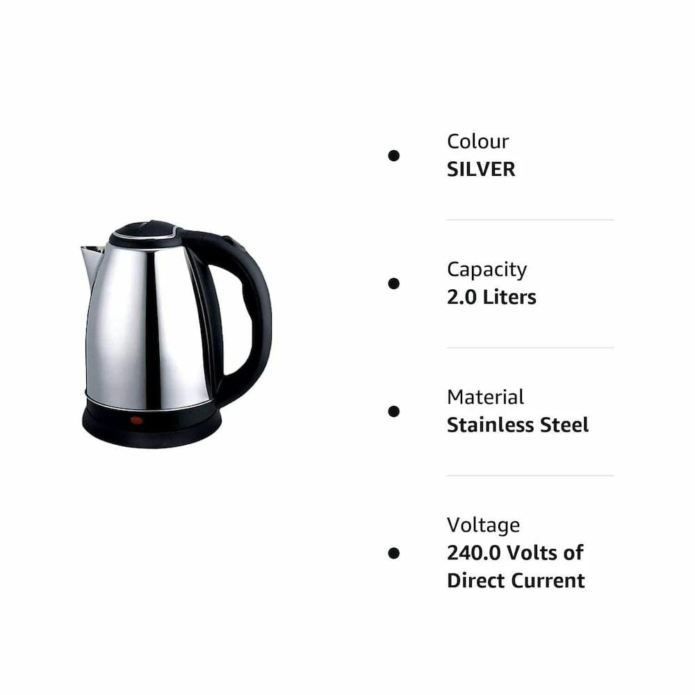 Electric Kettle - stainless steel body - automatic instant heating - 2.0 Liter