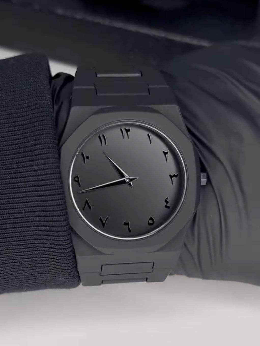 Black Arabic Aura Quartz Analog Watch for Men – Lightweight & Premium Finish | Stylish Butterfly Lock | Best Quality Wristwatch for Boys - Al Badar Shopping Mart